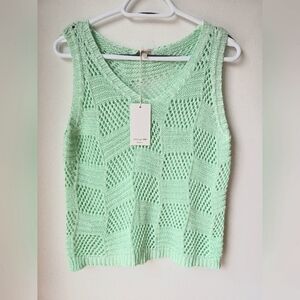 MARISA MARIE ITALY Mint Green Sleeveless Knit Top Soft Acrylic Size S/M